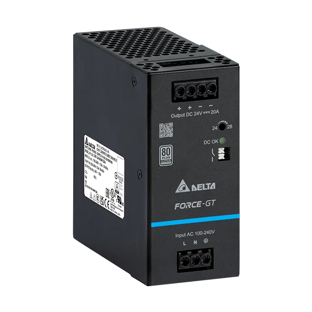 Delta  DIN Rail Force-GT Series [DRF-24V480W1GBA] 480 Watt, 20A Power supply