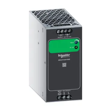 Schneider single phase power supply, 100 to 240V AC input, 24V DC output, 240W, Din-rail, IP20