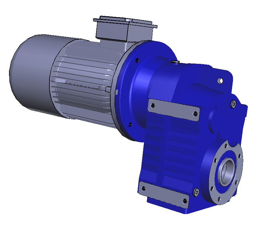 STM SPA (Italy) Parallel / Shaft mounted Gearbox 2 stages, ratio: 12.3, output shaft 35 mm hollow with keyway, with motor 2.2kw 4 poles, 3 phase 230/400 V
