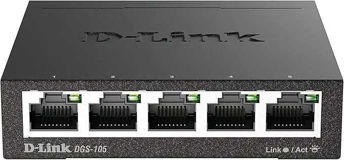 D-Link 5 Port Gigabit Unmanaged Metal Desktop Switch, Plug and Play (DGS-105) [X002CJN3M7]