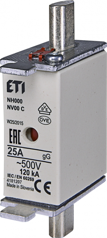 ETI Breaker --_ Fuse link ,rated current=25A,rated AC  voltage=500V,rated DC voltage=250V_ [4181207]