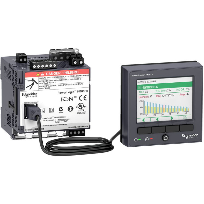 Schneider Meter PM8000_ PowerLogic PM8000 - PM8244 DIN rail mount meter + Remote display - int. metering_ [METSEPM8244]