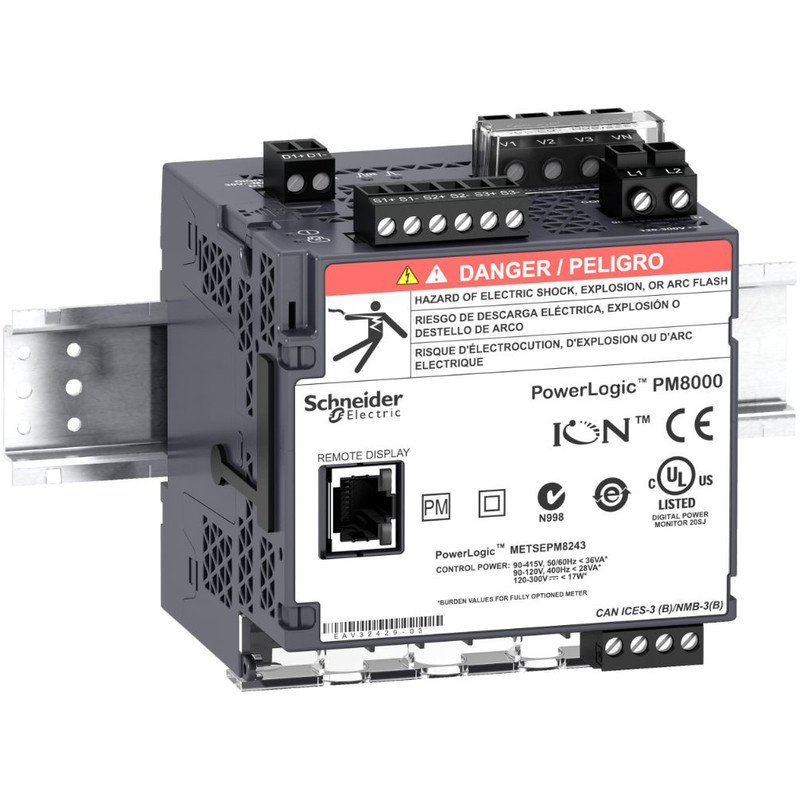 Schneider Meter PM8000_ PowerLogic PM8000 - PM8213 LV DC - DIN rail mount meter - intermediate metering_ [METSEPM8213]