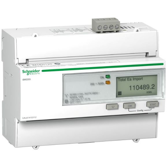 Schneider Meter iEM3000 Series_ iEM3355 energy meter - 125 A - Modbus - 1 digital I - 1 digital O - multi-tariff - MID_ [A9MEM3355]