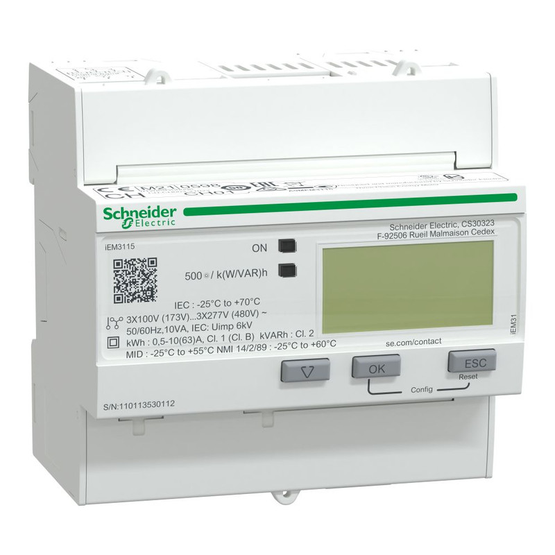 Schneider Meter iEM3000 Series_ iEM3115 energy meter - 63 A - 2 digital I - multi-tariff - MID_ [A9MEM3115]