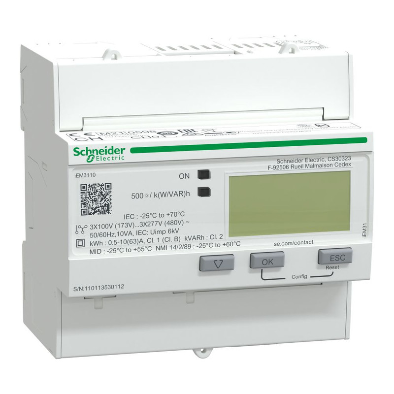 Schneider Meter iEM3000 Series_ iEM3110 energy meter - 63 A - 1 pulse O - MID_ [A9MEM3110]