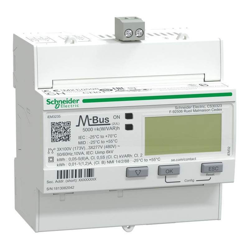 Schneider Meter iEM3000 Series_ iEM3235 energy meter - CT - M-bus - 1 digital I - 1 digital O - multi-tariff - MID_ [A9MEM3235]