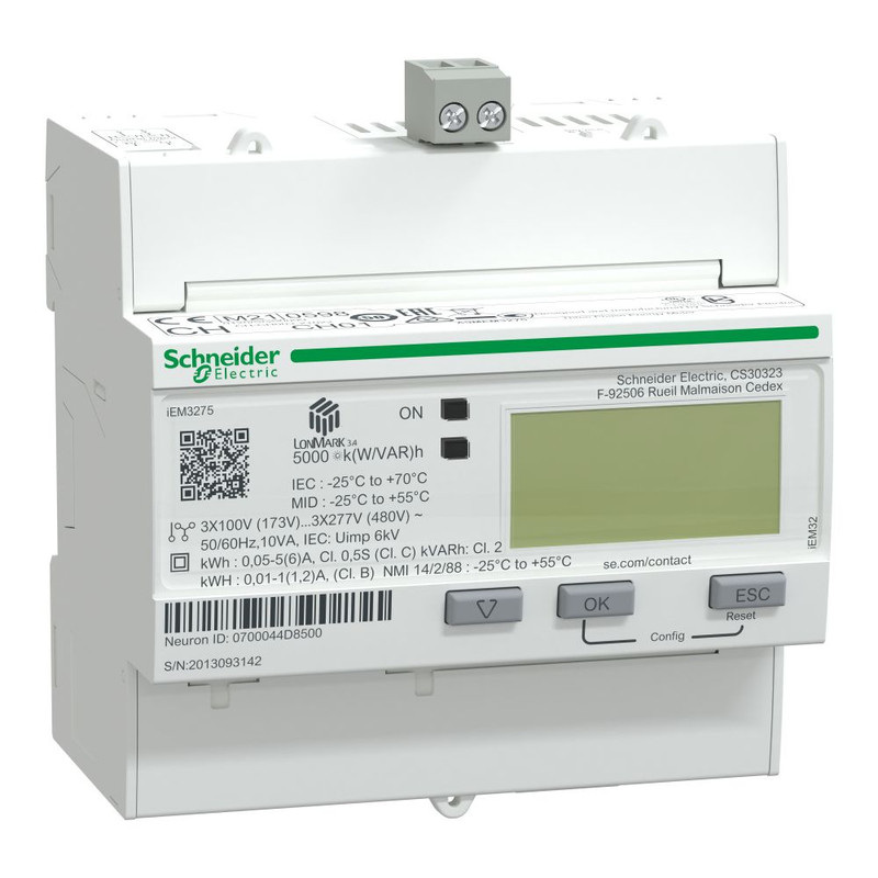 Schneider Meter iEM3000 Series_ iEM3275 energy meter - CT - LON - 1 digital I - multi-tariff - MID_ [A9MEM3275]