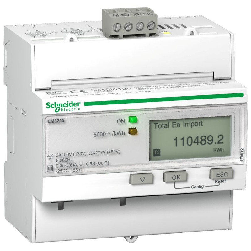 Schneider Meter iEM3000 Series_ iEM3255 energy meter - CT - Modbus - 1 digital I - 1 digital O - multi-tariff - MID_ [A9MEM3255]