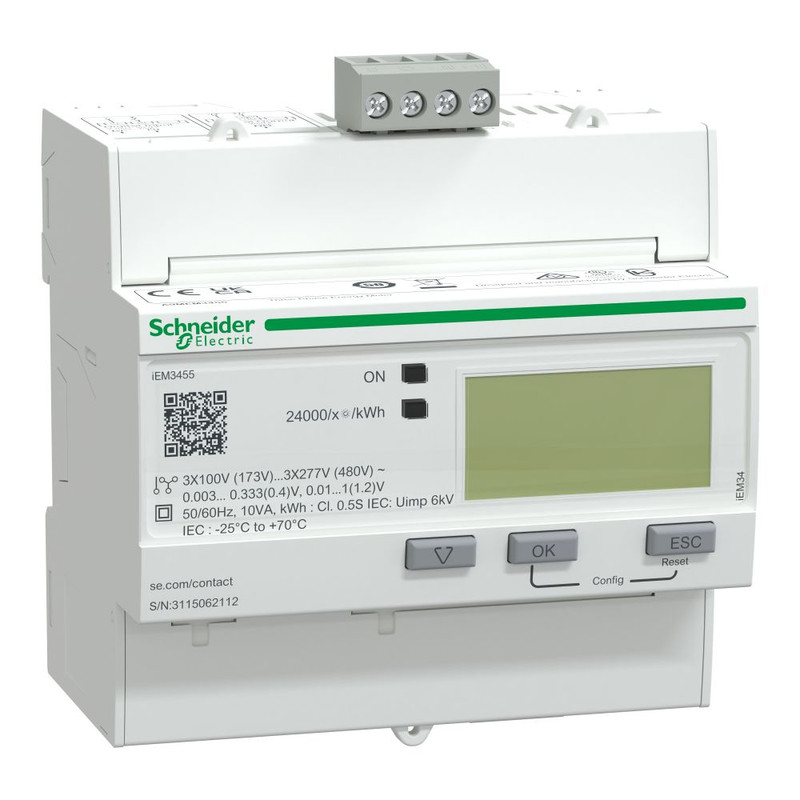 Schneider Meter iEM3000 Series_ iEM3455 energy meter - Modbus - 1 DI - 1 DO - multi-tariff - LVCT_ [A9MEM3455]