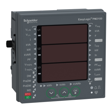 Schneider Meter PM2000_ EasyLogic PM2120, Power & Energy meter, up to the 15th harmonic, LED display, RS485, class 1_ [METSEPM2120]