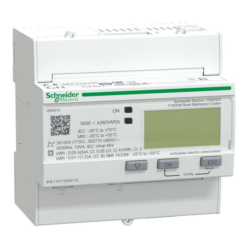 Schneider Meter iEM3000 Series_ iEM3210 energy meter - CT - 1 pulse O - MID_ [A9MEM3210]