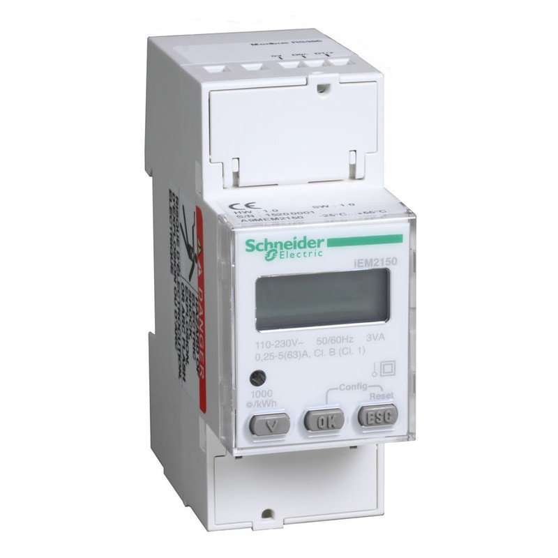 Schneider Meter iEM2000 Series_ modular single phase power meter iEM2150 - 230V - 63A with comm Modbus_ [A9MEM2150]