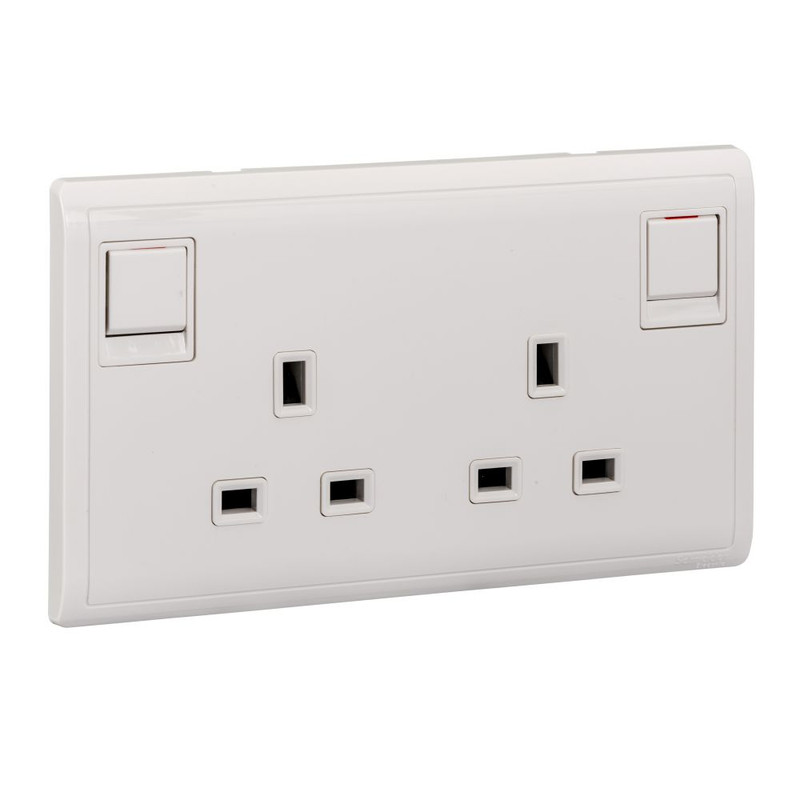 Schneider Switch Pieno_ 13A 250V 2Gang switched socket_ [E82T25]