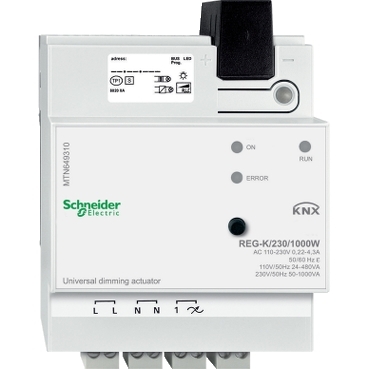Schneider Lighting Control SpaceLogic KNX_ Universal dimming actuator REG-K/230/1000 W, light grey_ [MTN649310]
