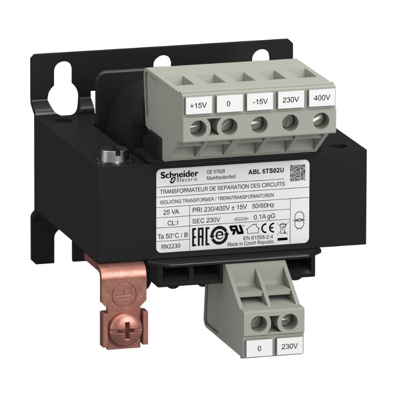 Schneider Transformer Phaseo ABT7, ABL6_ voltage transformer - 230..400 V - 1 x 230 V - 25 VA_ [ABL6TS02U]