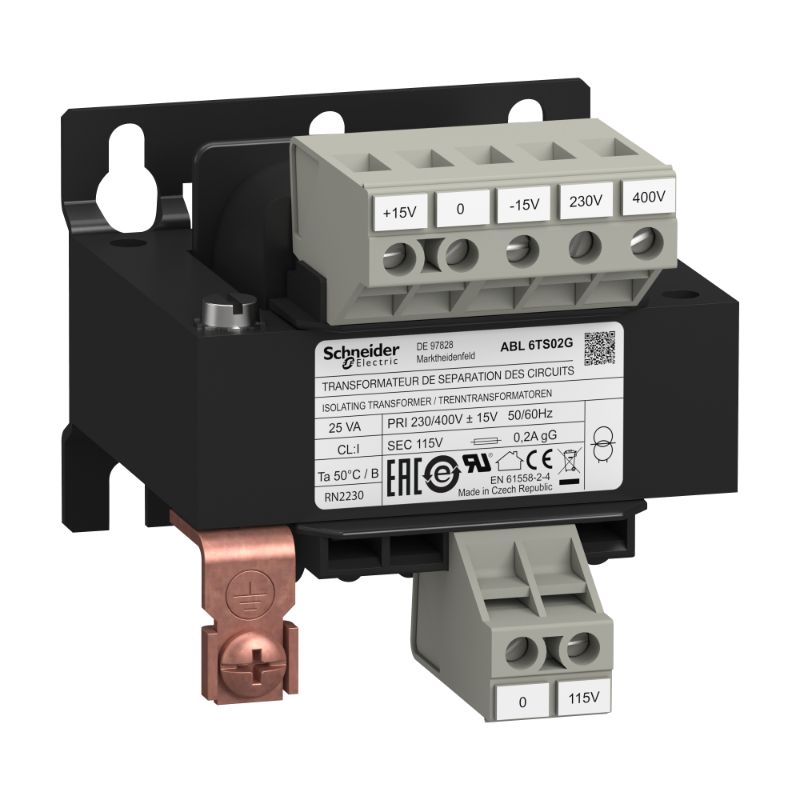 Schneider Transformer Phaseo ABT7, ABL6_ voltage transformer - 230..400 V - 1 x 115 V - 25 VA_ [ABL6TS02G]