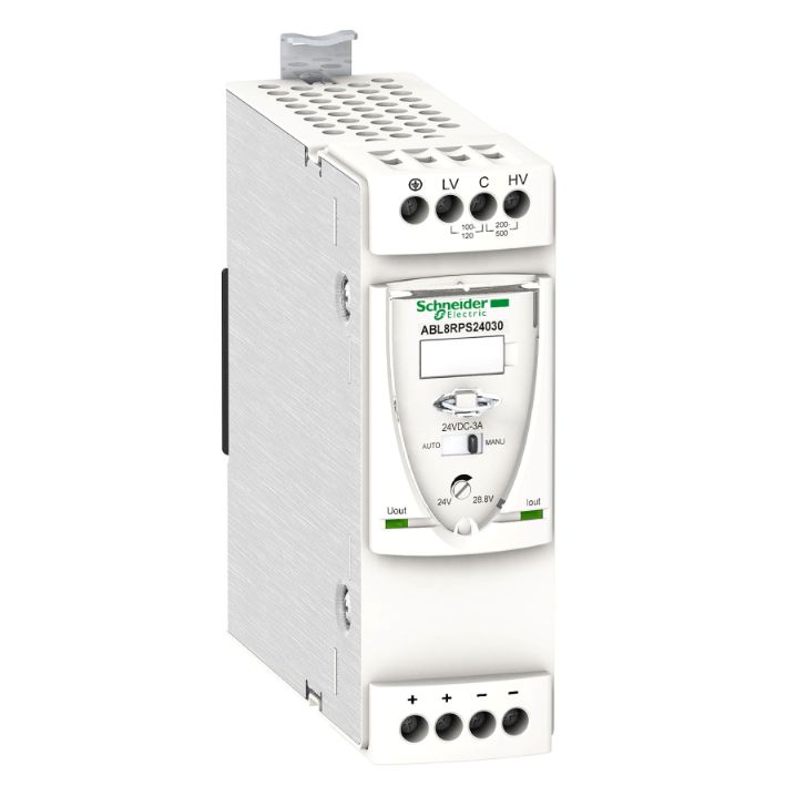 Schneider Power Supply Phaseo ABL7, ABL8_ regulated SMPS - 1 or 2-phase - 100..500 V - 24 V - 3 A_ [ABL8RPS24030]