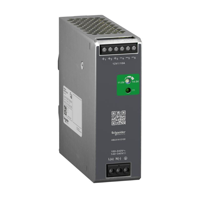 Schneider Power Supply Phaseo ABL7, ABL8_ Regulated Power Supply, 100-240V AC, 12V 10 A, single phase, Optimized_ [ABLS1A12100]