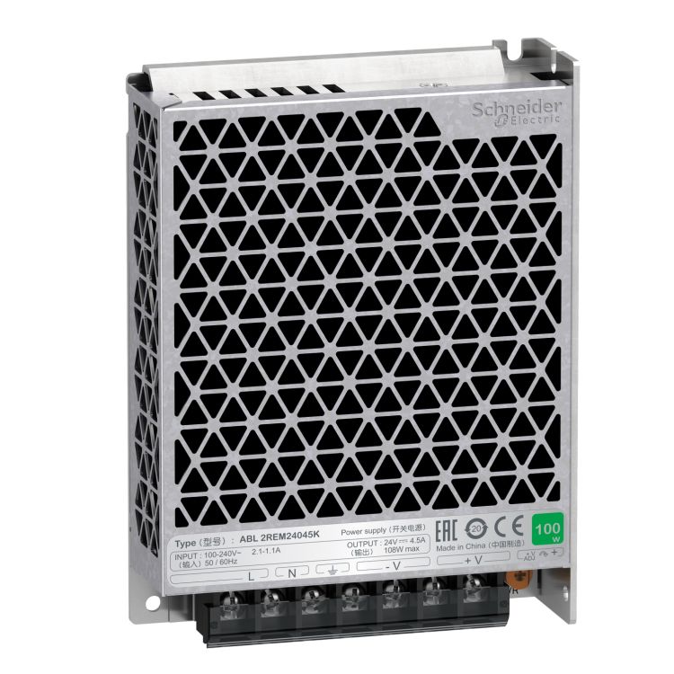 Schneider Power Supply Phaseo Easy ABL2_ single phase power supply, 100...240V input, 24V DC output, 108W, 4,5A_ [ABL2REM24045K]