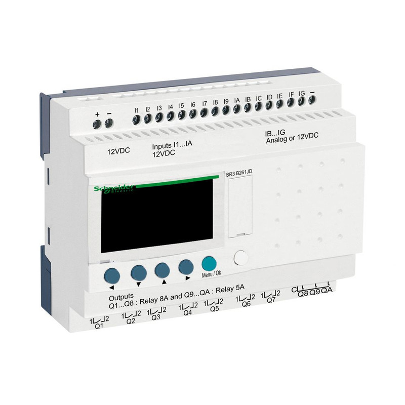 Schneider PLC Zelio Logic_ Modular smart relay, Zelio Logic, 26 I/O, 12 V DC, clock, display_ [SR3B261JD]