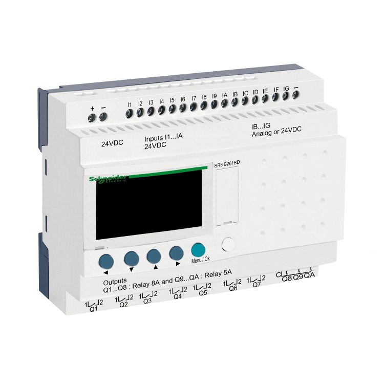 Schneider PLC Zelio Logic_ modular smart relay Zelio Logic - 26 I O - 24 V DC - clock - display_ [SR3B261BD]