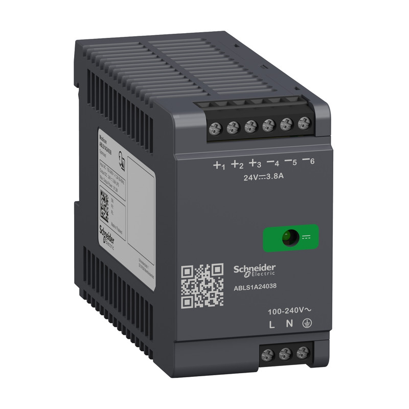 Schneider Power Supply Phaseo ABLS_ Regulated Power Supply, 100-240V AC, 24V 3.8 A, single phase, Optimized_ [ABLS1A24038]