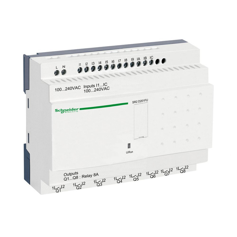 Schneider PLC Zelio Logic_ compact smart relay Zelio Logic - 20 I O - 100..240 V AC - no clock - no display_ [SR2D201FU]