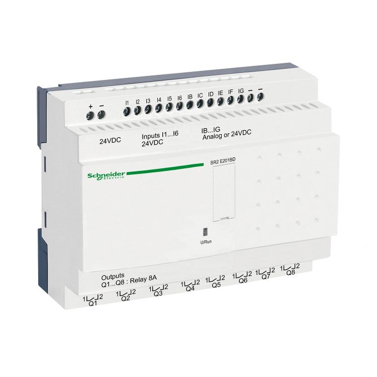 Schneider PLC Zelio Logic_ compact smart relay Zelio Logic - 20 I O - 24 V DC - clock - no display_ [SR2E201BD]