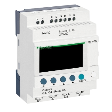 Schneider PLC Zelio Logic_ modular smart relay Zelio Logic - 10 I O - 24 V AC - clock - display_ [SR3B101B]