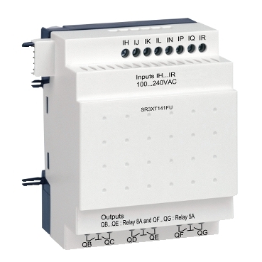 Schneider PLC Zelio Logic_ discrete I/O extension module - 14 I O - 100..240 V AC - for Zelio Logic_ [SR3XT141FU]