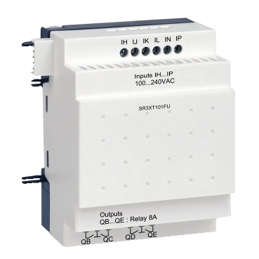 Schneider PLC Zelio Logic_ discrete I/O extension module - 10 I O - 100..240 V AC - for Zelio Logic_ [SR3XT101FU]