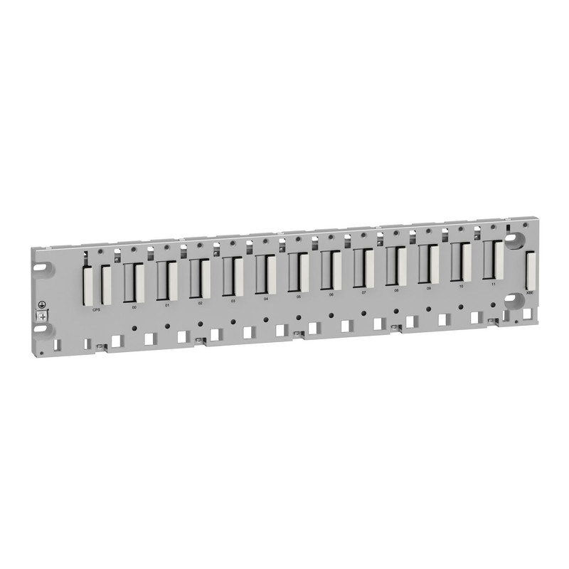 Schneider PLC Modicon M340_ Modicon M340 automation platform, ruggedized rack -12 slots, panel or plate mounting_ [BMXXBP1200H]