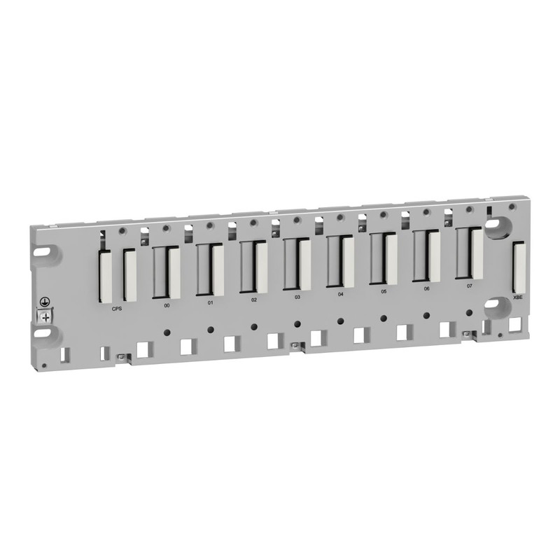 Schneider PLC Modicon M340_ Modicon M340 automation platform, ruggedized rack 8 slots, panel, plate or DIN rail mounting_ [BMXXBP0800H]