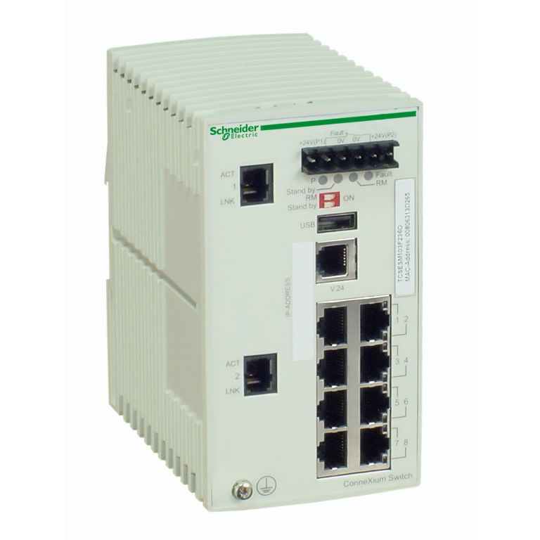 Schneider Ethernet Switch ConneXium_ ConneXium Managed Switch - 8 ports for copper + 2 Gigabit ports for copper_ [TCSESM103F23G0]