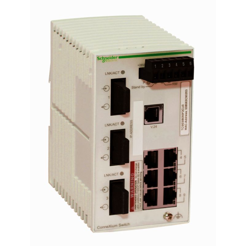 Schneider Ethernet Switch ConneXium_ ConneXium Basic Managed Switch - 6 ports for copper + 3 ports for fiber optic multimode_ [TCSESB093F2CU0]