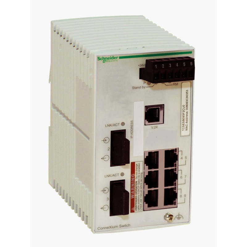 Schneider Ethernet Switch ConneXium_ ConneXium Basic Managed Switch - 6 ports for copper + 2 ports for fiber optic multimode_ [TCSESB083F2CU0]