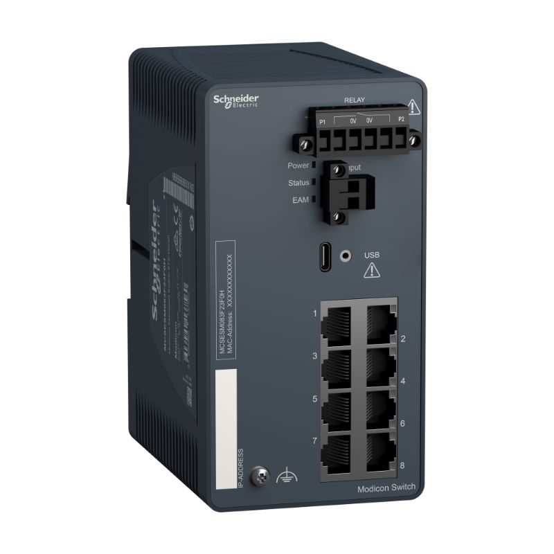 Schneider Ethernet Switch ConneXium_ Modicon Managed Switch - 8 ports for copper - Harsh_ [MCSESM083F23F0H]