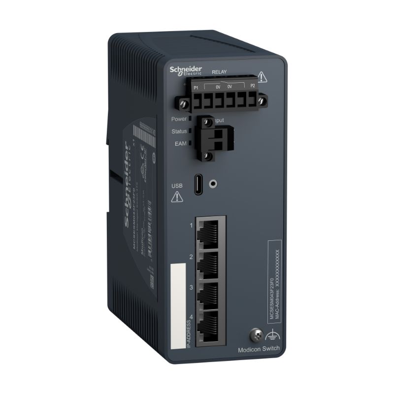 Schneider Ethernet Switch ConneXium_ Modicon Managed Switch - 4 ports for copper_ [MCSESM043F23F0]