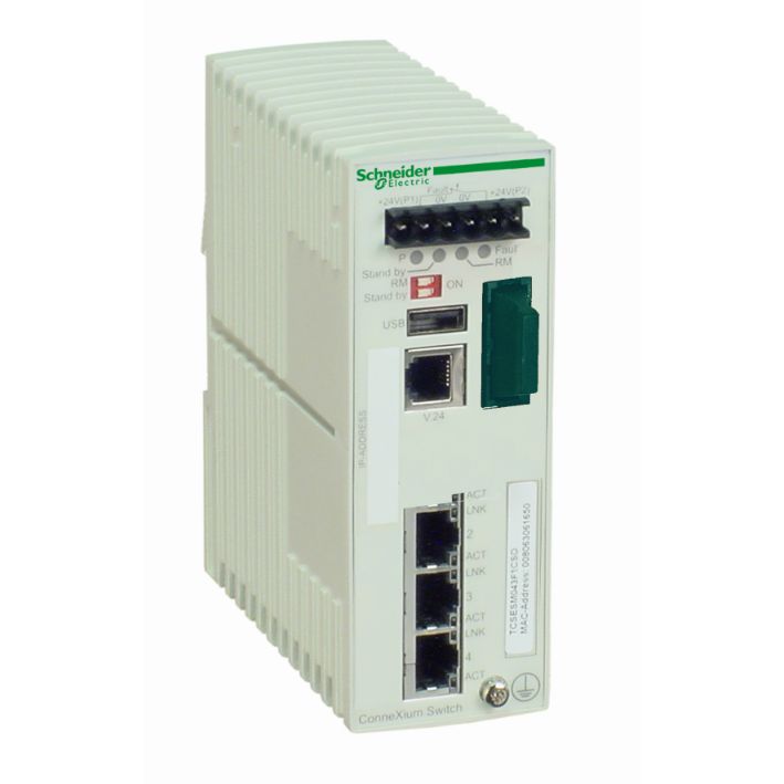 Schneider Ethernet Switch ConneXium_ ConneXium Managed Switch - 3 ports for copper + 1 port for fiber optic single-mode_ [TCSESM043F1CS0]