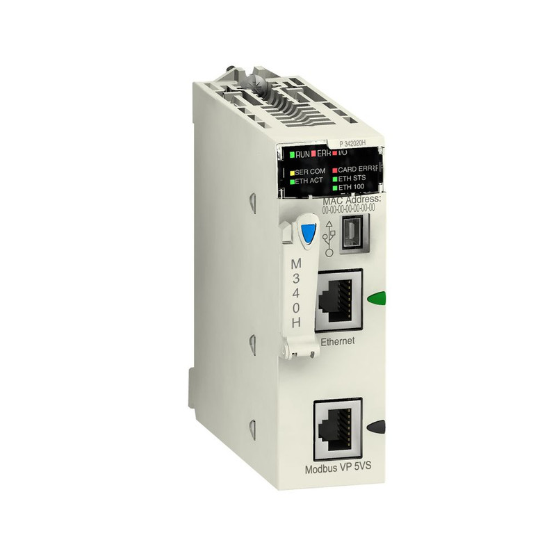 Schneider PLC Modicon M340_ Processor module, Modicon M340 automation platform, max 1024 discrete + 256 analog I/O, Modbus, Ethernet_ [BMXP342020H]