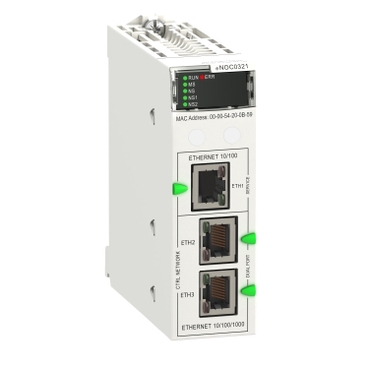 Schneider PLC Modicon M580_ Communication module, Modicon M580, Ethernet 3 subnets, IP Forwarding function_ [BMENOC0321]