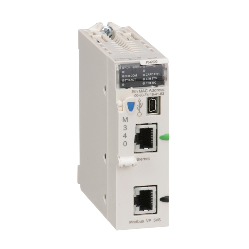 Schneider PLC Modicon M340_ Processor module, Modicon M340 automation platform, max 1024 discrete + 256 analog I/O, Modbus, Ethernet_ [BMXP342020]
