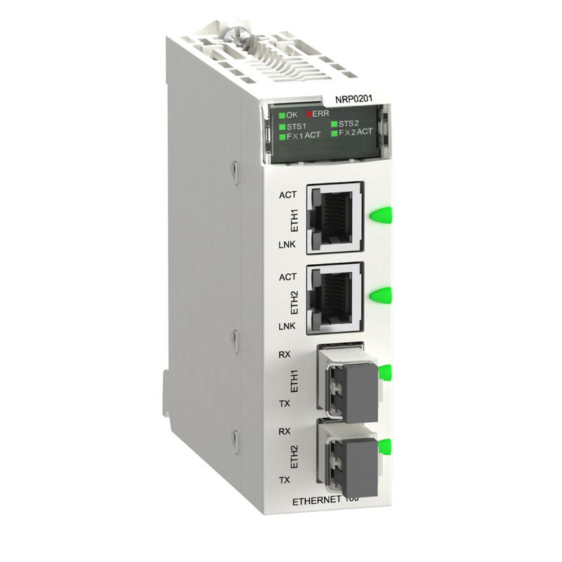 Schneider PLC Modicon M340_ Fiber Converter SM/LC 2CH 100Mb_ [BMXNRP0201]