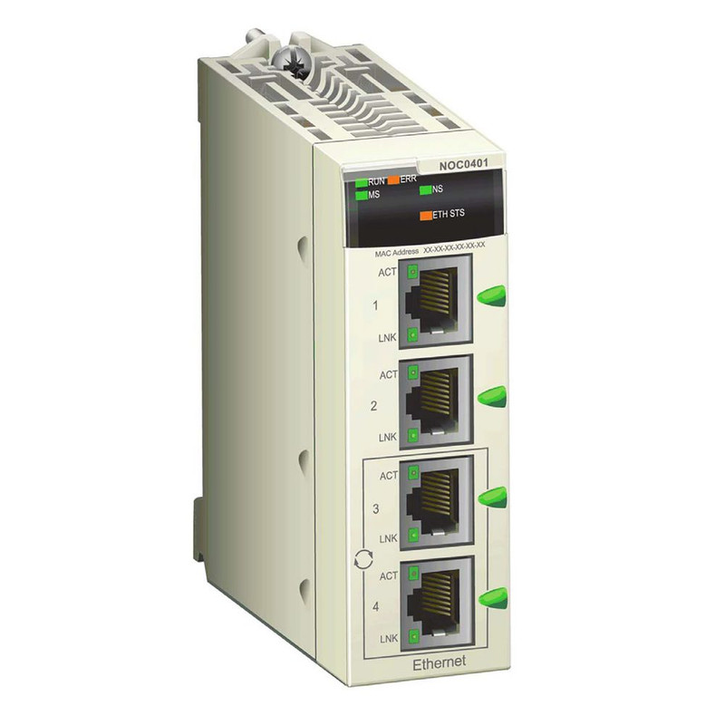 Schneider PLC Modicon M340_ Ethernet TCP/IP network module, Modicon M340 automation platform, 4 x RJ45 10/100_ [BMXNOC0401]