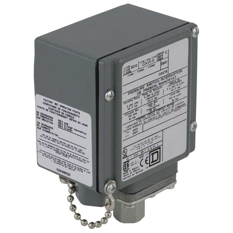 Schneider Sensors Nema Pressure Switches_ pressure switch 9012G - adjustable scale - 2 thresholds - 5.0 to 250 psig_ [9012GAW6]