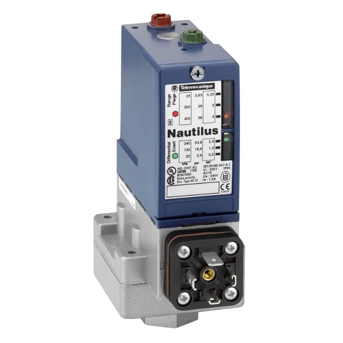 Schneider Sensors OsiSense XM_ pressure switch XMLB 4 bar - adjustable scale 2 thresholds - 1 C/O_ [XMLB004A2C11]