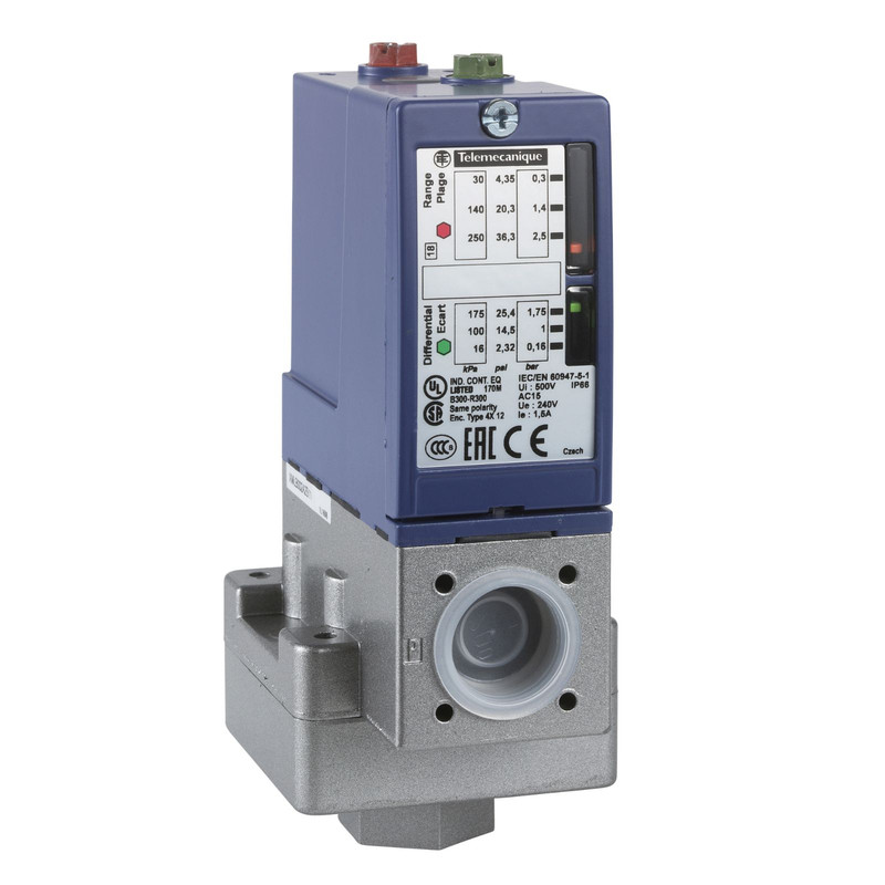 Schneider Sensors OsiSense XM_ vacuum switch XMLB -1 bar - adjustable scale 2 thresholds - 1 C/O_ [XMLBM02V2S12]