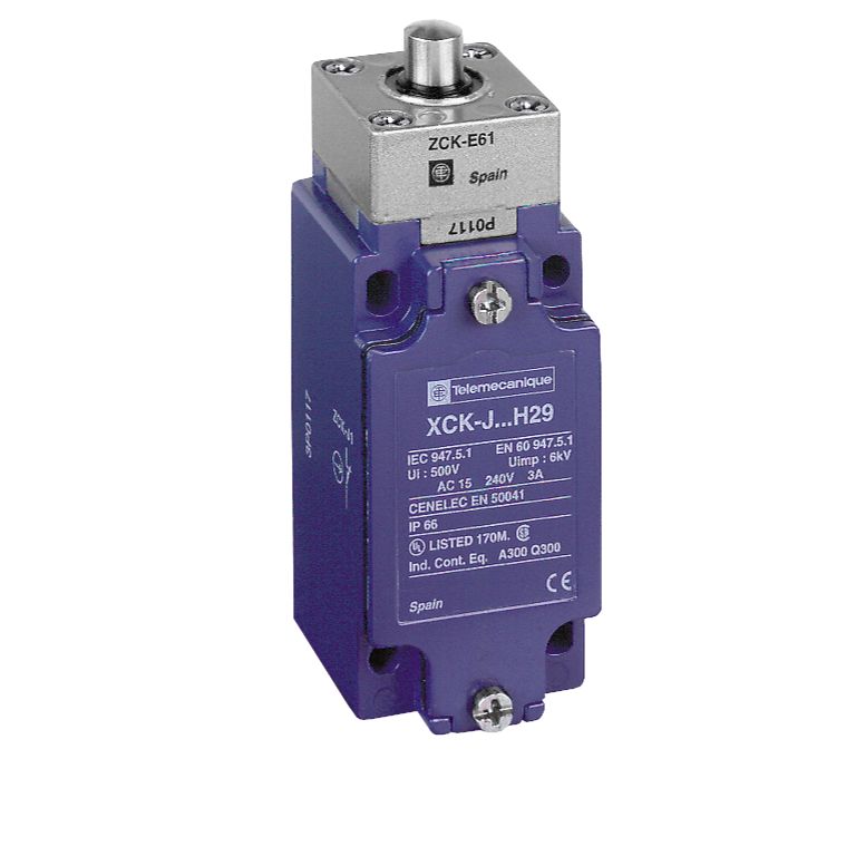 Schneider Sensors OsiSense XC Standard_ Limit switch, Limit switches XC Standard, XCKJ, metal end plunger, 1NC+1 NO, snap action, M12_ [XCKJ161D]