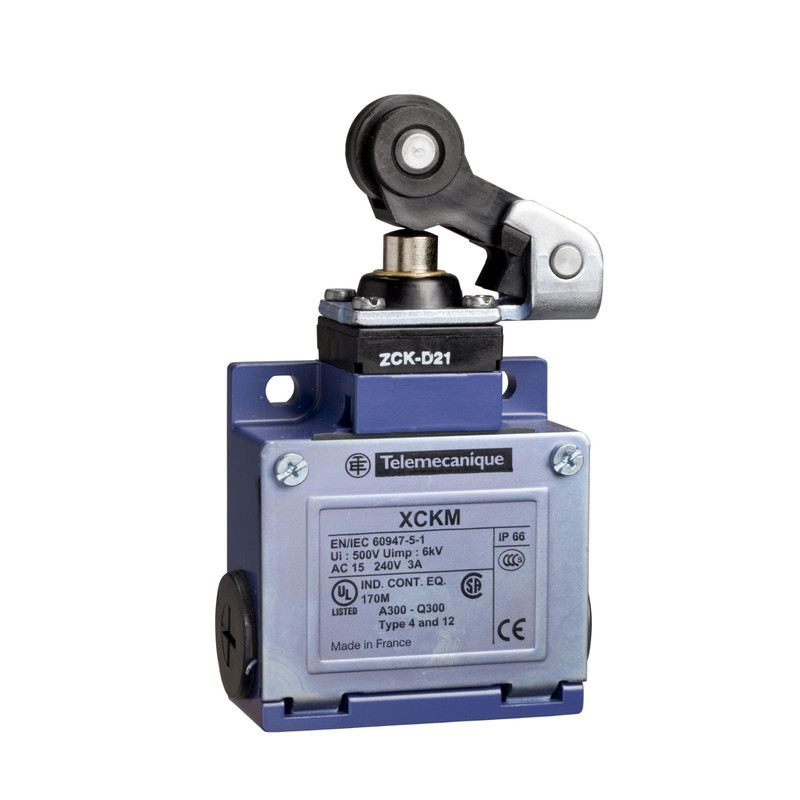 Schneider Sensors OsiSense XC Standard_ Limit switch, Limit switches XC Standard, XCKM, thermoplastic roller lever plunger, 1NC+1 NO, slow, M20_ [XCKM521H29]